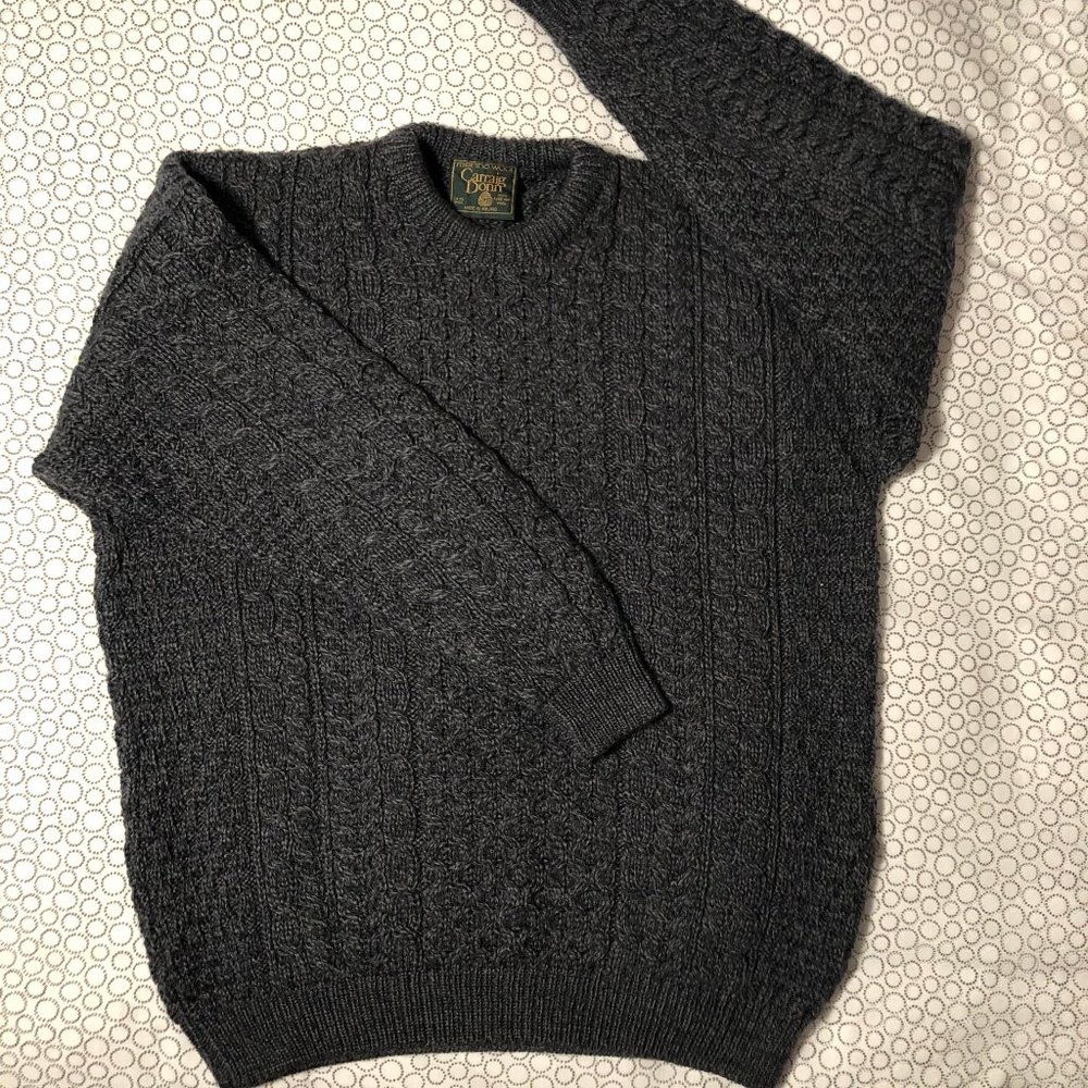 Cararig Donn Cable Knit Irish Wool Sweater Size L